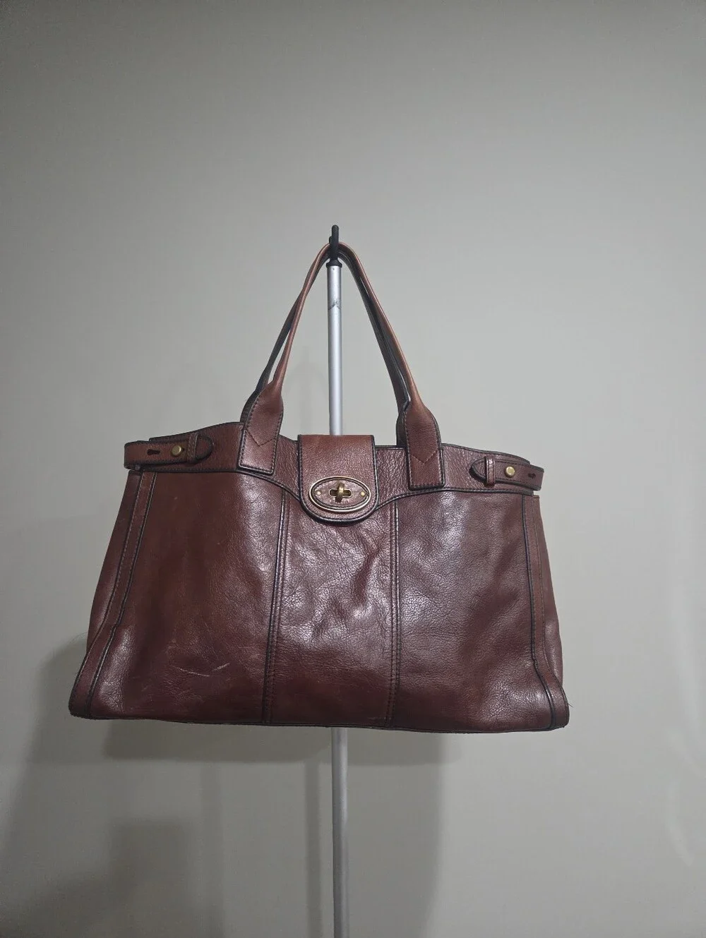 Fossil Classic Brown Leather Weekender Tote Bag for Men